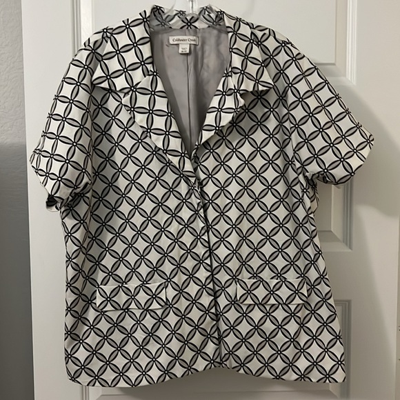 Coldwater creek geo design short sleeve blazer SZ 20-22 black & white work wear - Picture 3 of 14